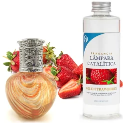 Mamamanuela Lampe catalytique Orange Waves + Parfum Wild Strawberry 200 ml - Élimine mauvaises odeurs, parfume et améliore la qualité de l'air