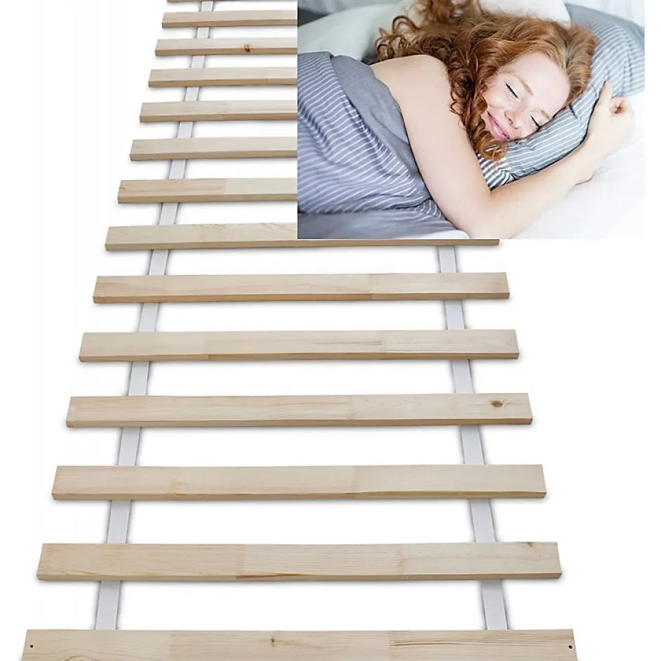Bb Loisir Lattes sans cadre 140x200cm 14 lattes en bois massif pour soutien ferme avec sangle enroulé Clearance