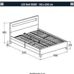 Brand Home Deluxe LED Lit NUBE gris foncé 180 x 200 cm