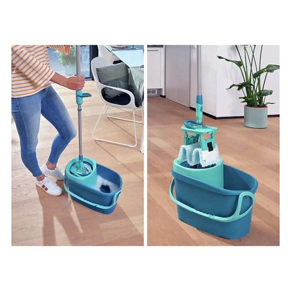 Leifheit Clean Twist M Ergo 52120 Kit de nettoyage sol - Balai a plat lave sol avec housse 33 cm et seau a essorage rotatif faci Sale