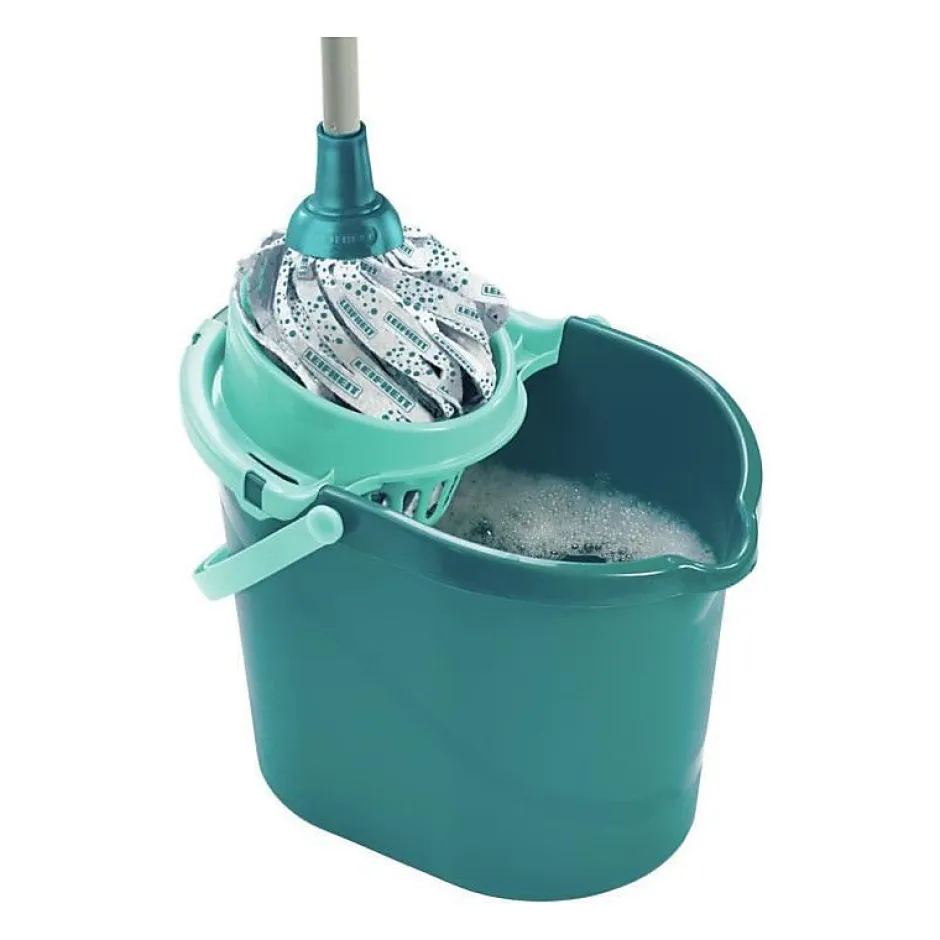 Leifheit Kit de nettoyage sol Classic Mop 56792 ensemble de nettoyage balai a franges viscose tres absorbantes seau pan