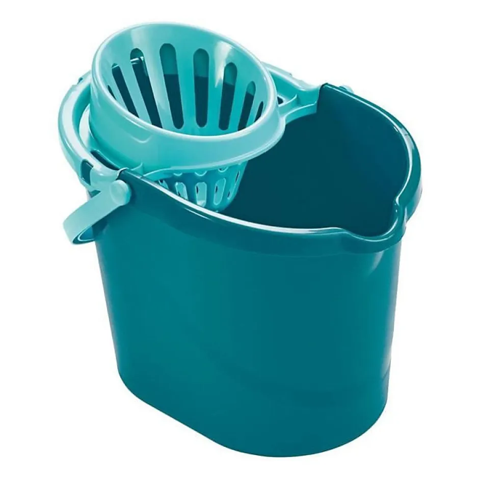 Leifheit Kit de nettoyage sol Classic Mop 56792 ensemble de nettoyage balai a franges viscose tres absorbantes seau pan