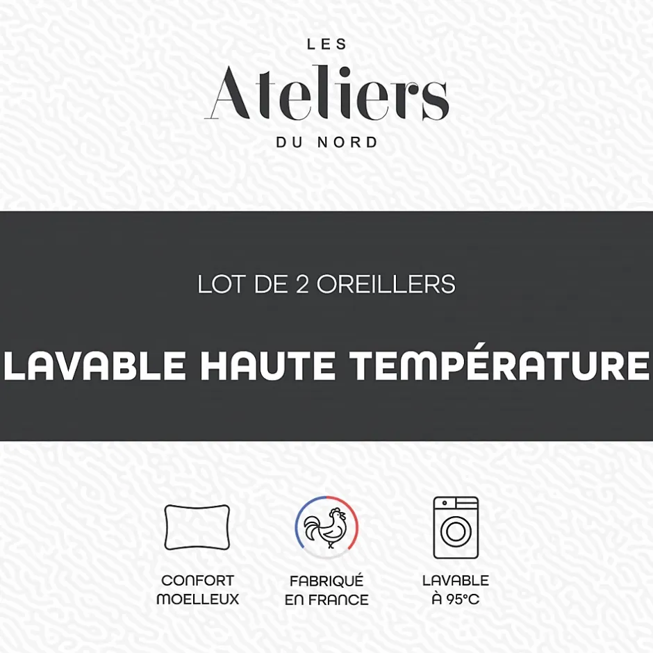 Ateliers Du Nord Les - Lot de 2 Oreillers Lavage 95C 60x60cm Outlet