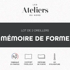 Ateliers Du Nord Les - Lot de 2 oreillers mémoire de forme 60x60cm Clearance