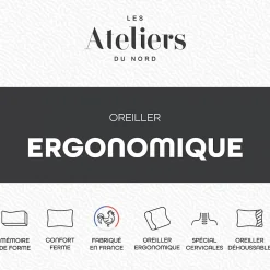 Ateliers Du Nord Les - Oreiller Ergonomique Mémoire de forme Outlet