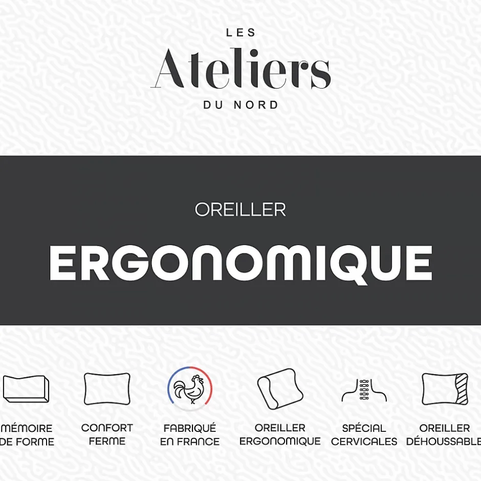 Ateliers Du Nord Les - Oreiller Ergonomique Mémoire de forme Outlet