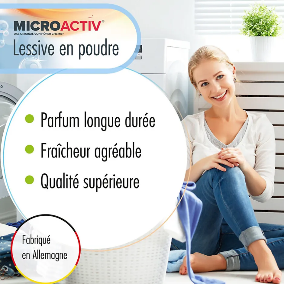 Höfer Chemie Lessive En Poudre Microactiv 10 L Puissante Pour Blanc Et Couleurs