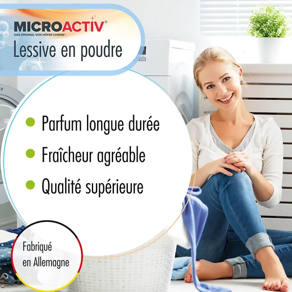 Höfer Chemie Lessive En Poudre Microactiv 20 L Puissante Pour Blanc Et Couleurs New