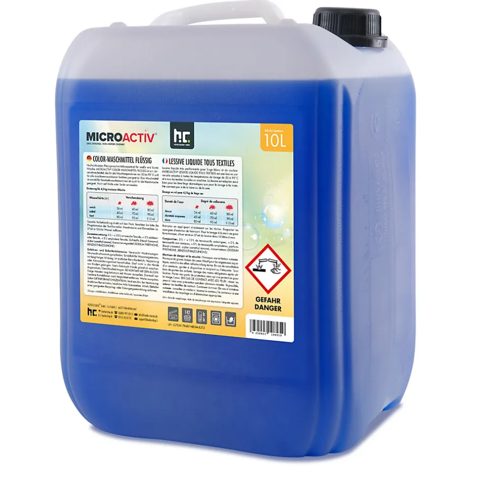 Höfer Chemie Lessive Liquide Microactiv 40 L Puissante Pour Blanc Et Couleurs, Se Dissout Facilement