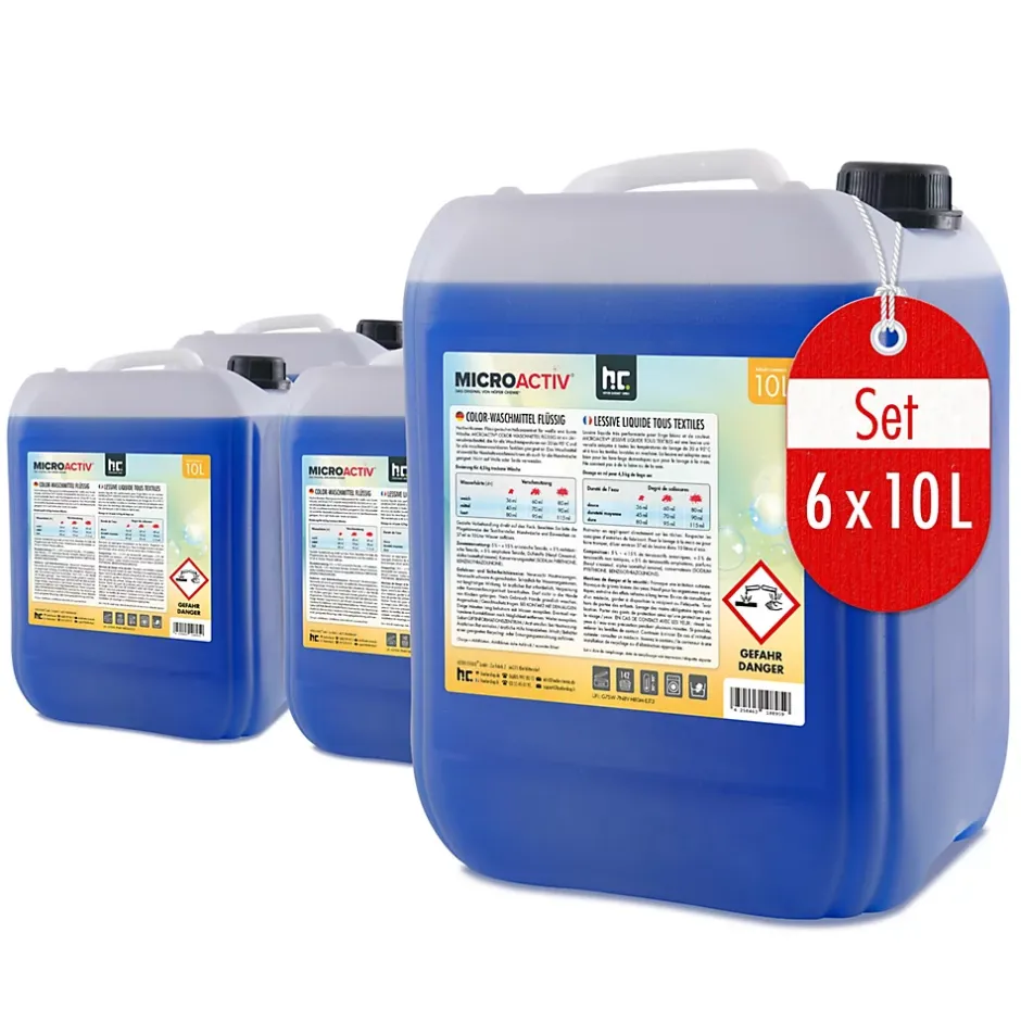 Höfer Chemie Lessive Liquide Microactiv 60 L Puissante Pour Blanc Et Couleurs, Se Dissout Facilement Sale