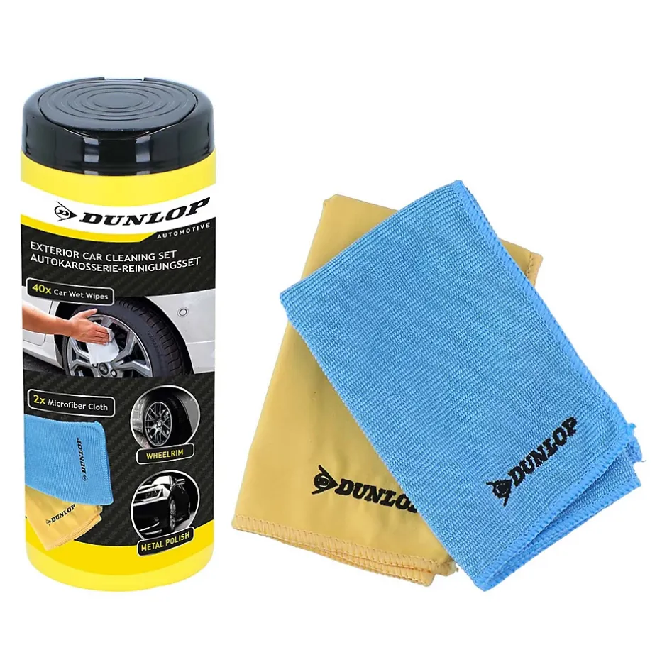Dunlop Lingettes Nettoyantes Voiture 35x35cm, Microfibre 250gsm, Intérieur & Extérieur, Nettoyage Sans Traces