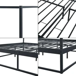[En.Casa] Lit à baldaquin Kristianstad métal 160 x 200 cm noir en.casa Sale