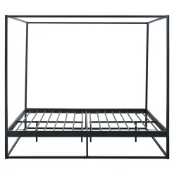 [En.Casa] Lit à baldaquin Kristianstad métal 160 x 200 cm noir en.casa Sale