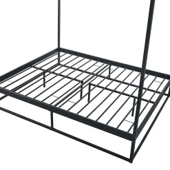 [En.Casa] Lit à baldaquin Kristianstad métal 160 x 200 cm noir en.casa Sale