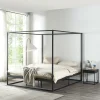 [En.Casa] Lit à baldaquin Kristianstad métal 180 x 200 cm noir en.casa Online