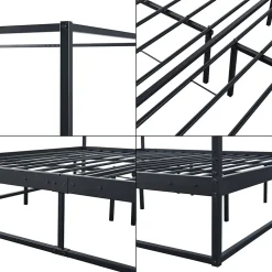 [En.Casa] Lit à baldaquin Kristianstad métal 180 x 200 cm noir en.casa Online
