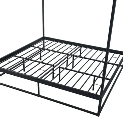 [En.Casa] Lit à baldaquin Kristianstad métal 180 x 200 cm noir en.casa Online
