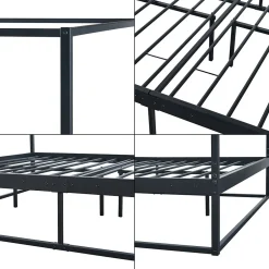 [En.Casa] Lit à baldaquin Kristianstad métal 140 x 200 cm noir en.casa