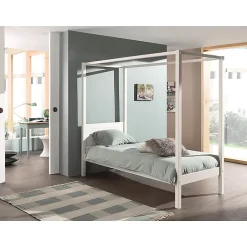 Petits-Meubles Lit à baldaquin 90x200 Sommier Inclus Vipack Pino - Blanc Sale