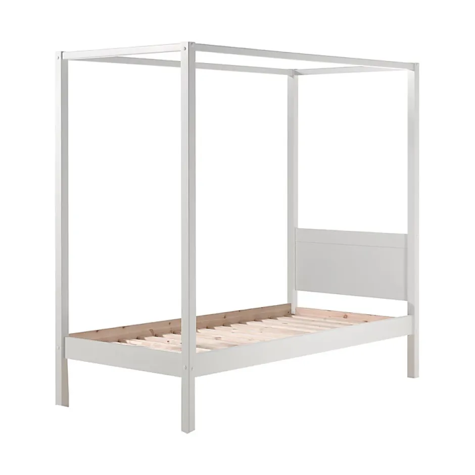 Petits-Meubles Lit à baldaquin 90x200 Sommier Inclus Vipack Pino - Blanc Sale