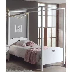 Petits-Meubles Lit à Baldaquin 90x200 Sommier Inclus Vipack Amori - Blanc Online