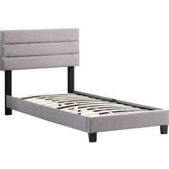Idimex Lit 1 place FLORIDA, 90 x 190 cm, capitonné avec sommier, revêtement en tissu gris