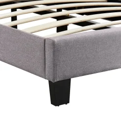 Idimex Lit 1 place FLORIDA, 90 x 190 cm, capitonné avec sommier, revêtement en tissu gris
