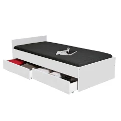 Bb Loisir Lit 1 place 90x190cm blanc KIAPA Blanc inclus sommier et 2 tiroirs pour rangement