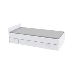 Bb Loisir Lit 1 place 90x190cm blanc TIDO inclus chevet et tiroir pour rangement Discount