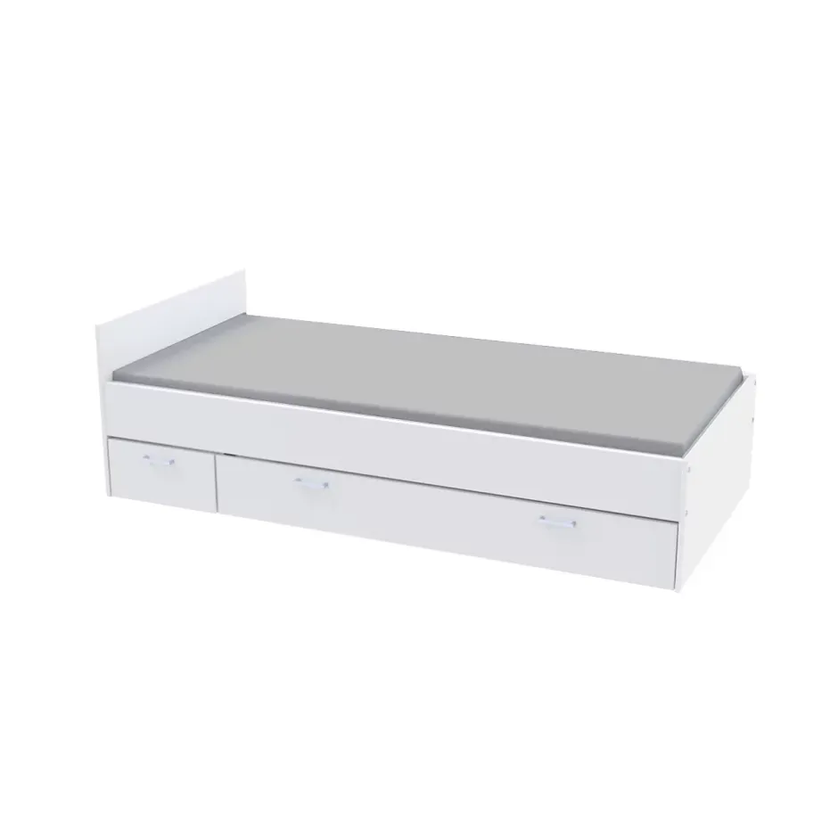 Bb Loisir Lit 1 place 90x190cm blanc TIDO inclus chevet et tiroir pour rangement Discount