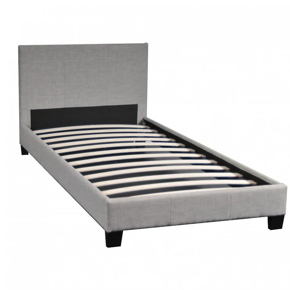 Bb Loisir Lit 1 place 90x190cm Tissu Gris clair avec sommier DUSIN