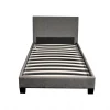 Bb Loisir Lit 1 place 90x190cm Tissu Gris foncé avec sommier DUSIN