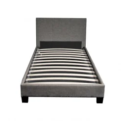 Bb Loisir Lit 1 place 90x190cm Tissu Gris foncé avec sommier DUSIN