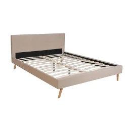 Bb Loisir Lit 2 places 140x190cm Beige FIONI inclus sommier et tête de lit New