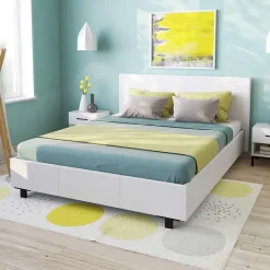Bb Loisir Lit 2 places 140x190cm blanc avec sommier ALATA
