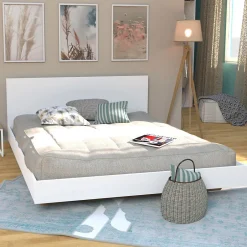 Bb Loisir Lit 2 places 160x200cm Blanc LIFA inclus sommier et tête de lit