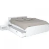 Bb Loisir Lit 2 places 140x190cm Blanc TIDO inclus sommier, 1 chevet et 1 tiroir pour rangement