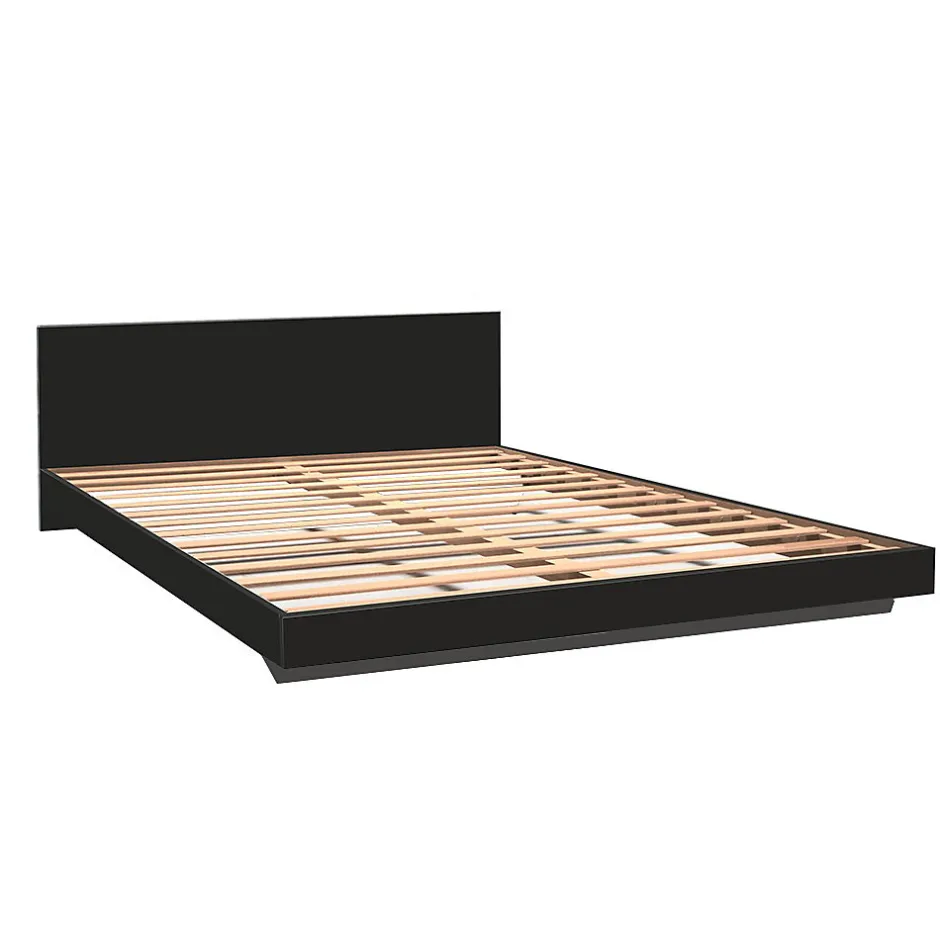 Bb Loisir Lit 2 places 160x200cm Noir LIFA inclus sommier et tête de lit