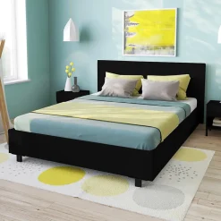 Bb Loisir Lit 2 places 160x200cm noir avec sommier ALATA
