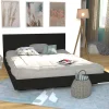 Bb Loisir Lit 2 places 140x190cm Noir LIFA inclus sommier et tête de lit New