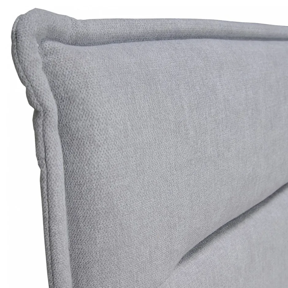 Bb Loisir Lit 2 places 140x190cm tissu Gris clair avec sommier LANEAU