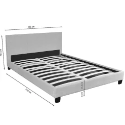 Bb Loisir Lit 2 places 140x200cm Tissu Gris clair avec sommier DUSIN Online