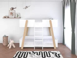 Enfant Vente-unique Lit superposés 90 x 190 cm - Blanc et naturel - CORODELA