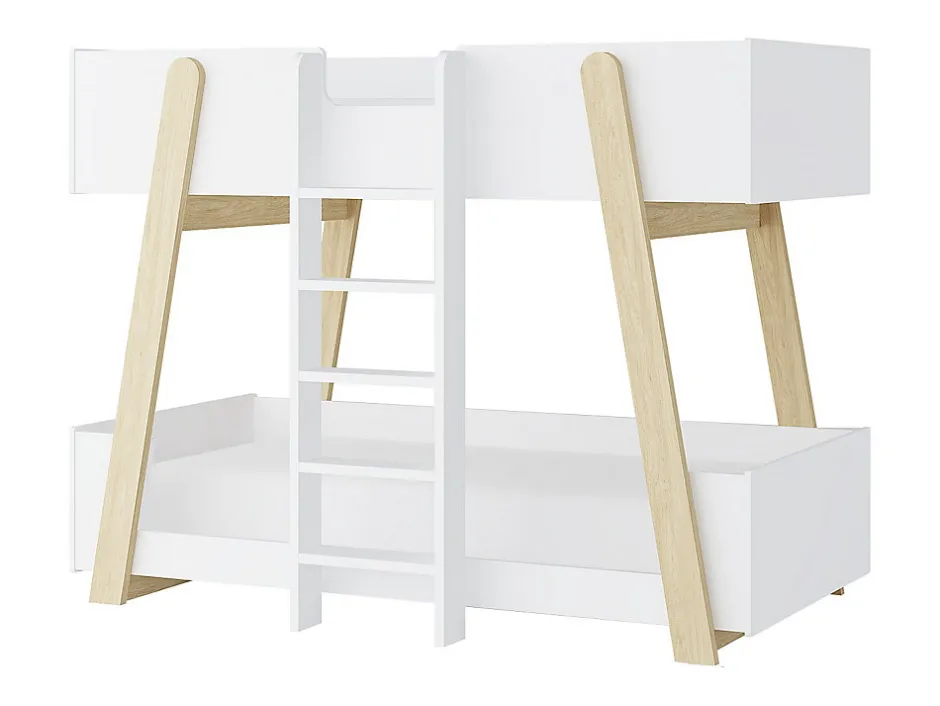 Enfant Vente-unique Lit superposés 90 x 190 cm - Blanc et naturel - CORODELA