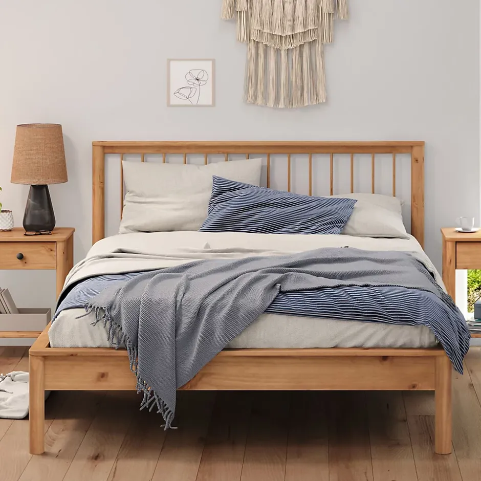 Idimex Lit 140 x 200 avec sommier APOANA en bois massif - Coloris chêne Discount