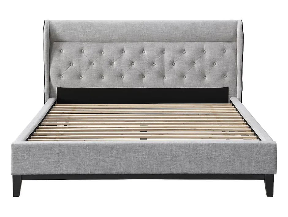 Vente-unique Lit 160 x 200 cm - Gris + Matelas - MARSDENIO Best