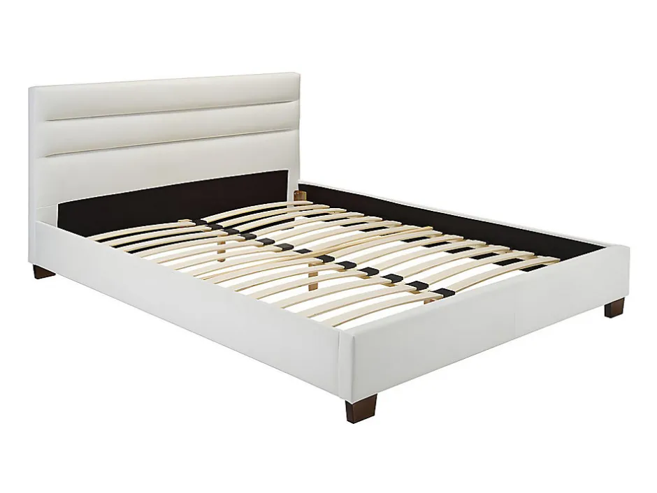 Vente-unique Lit 160 x 200 cm - Simili - Blanc - FAUSTIN
