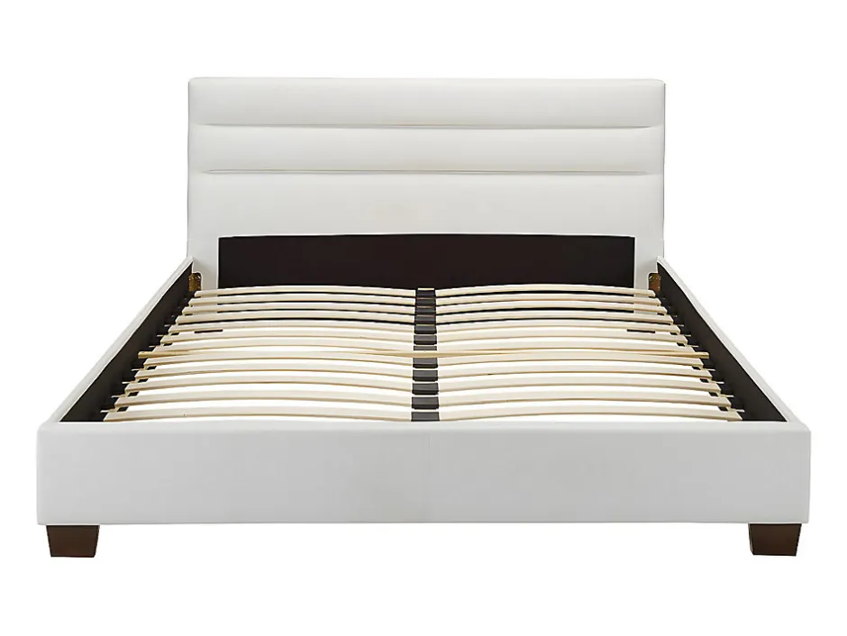 Vente-unique Lit 160 x 200 cm - Simili - Blanc - FAUSTIN