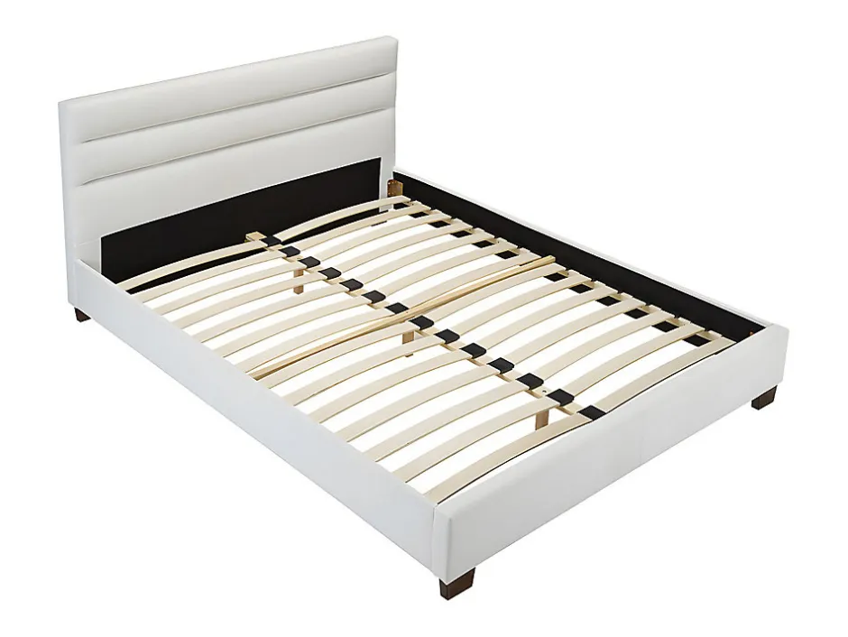 Vente-unique Lit 160 x 200 cm - Simili - Blanc - FAUSTIN