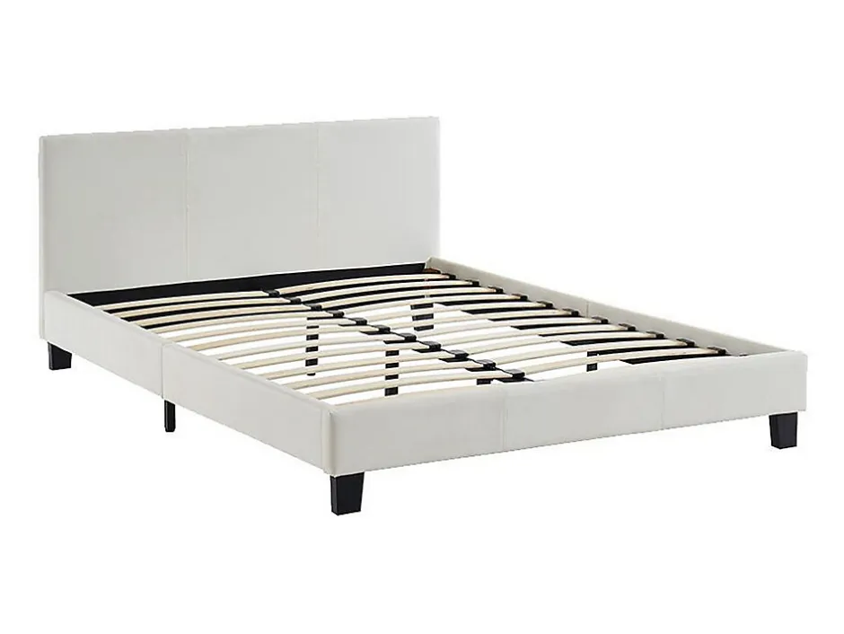 Vente-unique Lit 140 x 190 cm - Simili - Blanc - CORNELIUS II